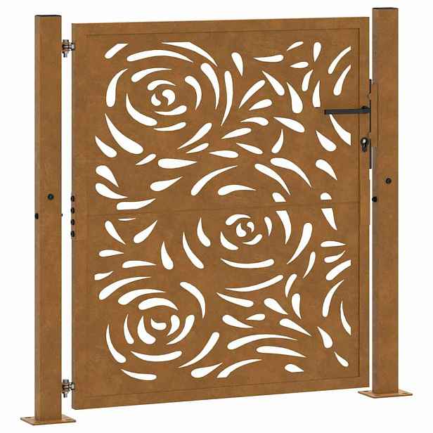 vidaXL Zahradní brána 100 x 100 cm odolná ocel s motivem plamene