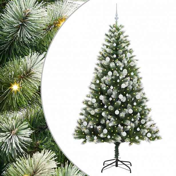 vidaXL Umělý vánoční stromeček s umělým sněhem 300 LED Teplá bílá