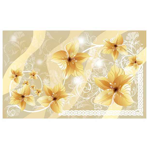 Fototapeta Bílé květy Zlaté akcenty Elegance do obývacího pokoje 208x146 lepidlo
