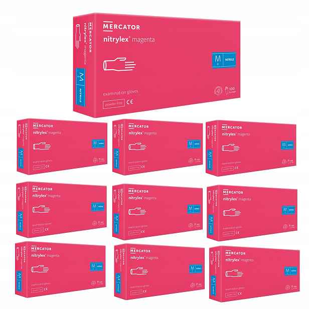 Rukavice Magenta Nitrylové 100 Ks M-8 Nitryl x10