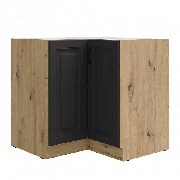 Spodní rohová skříňka Stilo 90x90 DN 2F BB Barva korpusu: Dub artisan, Barva dvířek: Grafit