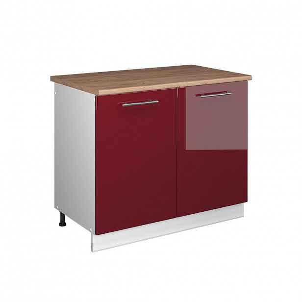 Vicco SKŘÍŇKA POD DŘEZ Fame-Line, Bordó červená vysoký lesk/Bílá, 100 cm, PD Dub