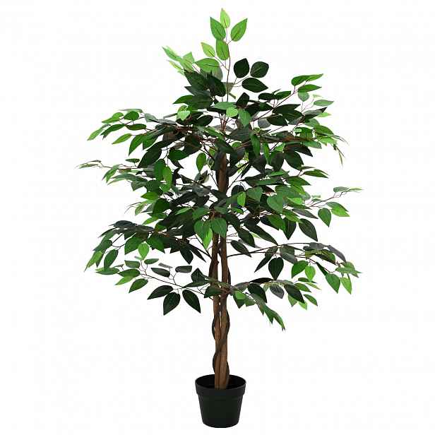 vidaXL Umělá rostlina Ficus Zelená 90 x 16 x 110 cm Tkanina a dřevo
