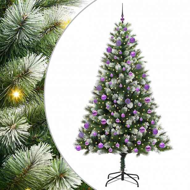 vidaXL Umělý vánoční stromeček s umělým sněhem 300 LED Teplá bílá