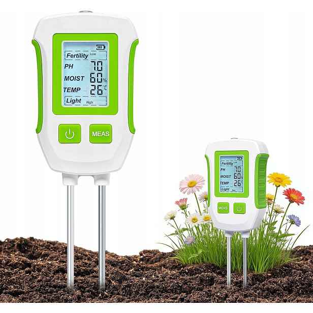 LCD Půdní Kyseloměr 5V1 Tester Vlhkosti Půdy, Ph, Zahradní Teploty