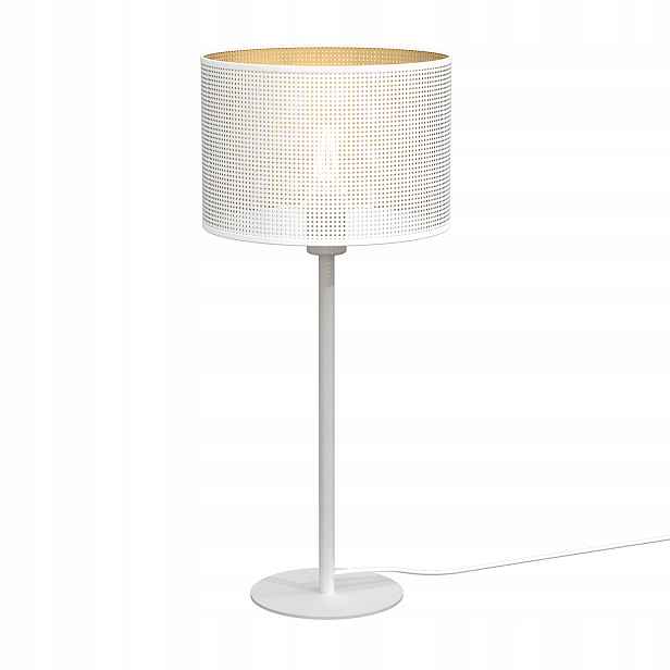 Loftová stolní lampa bílá zlatá, síťované stínítko do ložnice 56 Luminex