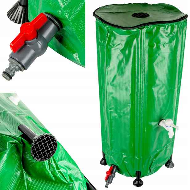 Nádrž na dešťovou vodu 100 l Pvc rozkládací, 400 x 780 mm, s ventilem 3/4"