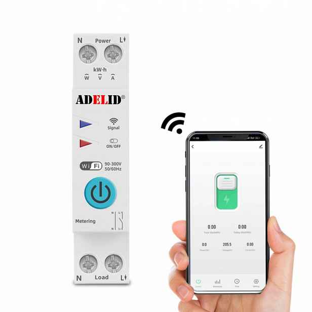 Tuya Smart Wifi Relé Měření Proudu 16A 90V-300V Šířka 1 Modul