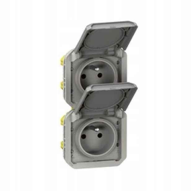 Nové Plexo Vertikální zásuvka s mechanismem 16A-250 V~ šedá Legrand 069563L