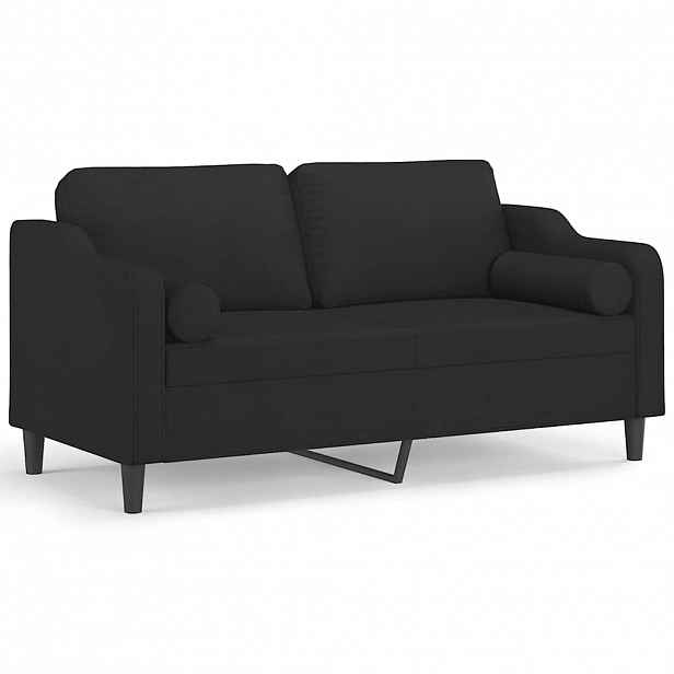 vidaXL 2místná pohovka s polštáři černá 140 cm textil