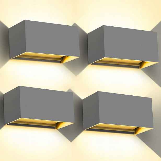 Zahradní nástěnné svítidlo Kingwen šedé integrované Led 20W 4ks bílé teplé