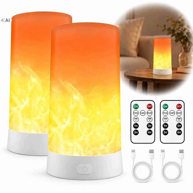Led Lampa S Efektem Plamene 2 Ks S Dálkovým Ovladačem, Teplá Barva, Mihotající Světlo