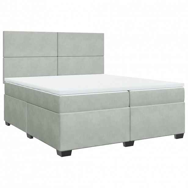 vidaXL Box spring postel s matrací světle šedá 200x200 cm samet