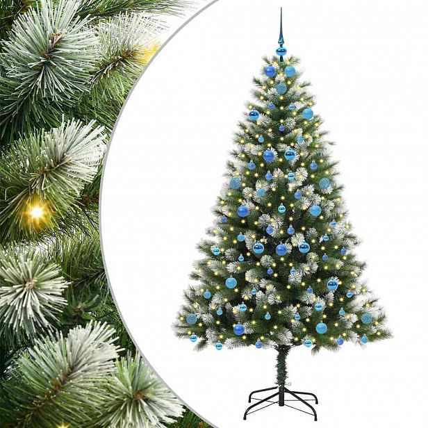 vidaXL Umělý vánoční stromeček s umělým sněhem 300 LED Teplá bílá
