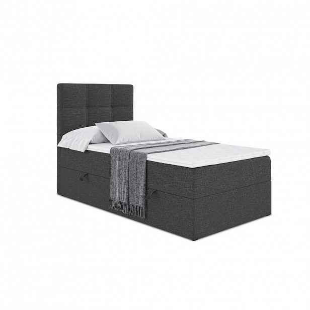 ALTDECOR AMERICKÁ postel s matrací H3 a lamelovým roštem – MARCE – 90x200 – vlevo, tmavě šedá