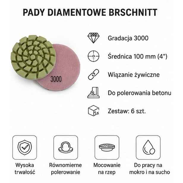 Diamantové podložky pro leštění betonu fi 100, zrnitost 3000 – 6kusů