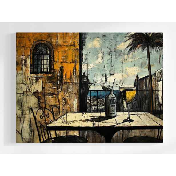 Plakát Pohled Balkon Terasa Stůl Drink Palma Moře 100x75