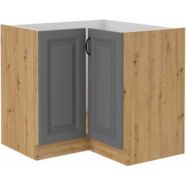Spodní rohová skříňka Stilo 90x90 DN 2F BB Barva korpusu: Dub artisan, Barva dvířek: Dust Grey