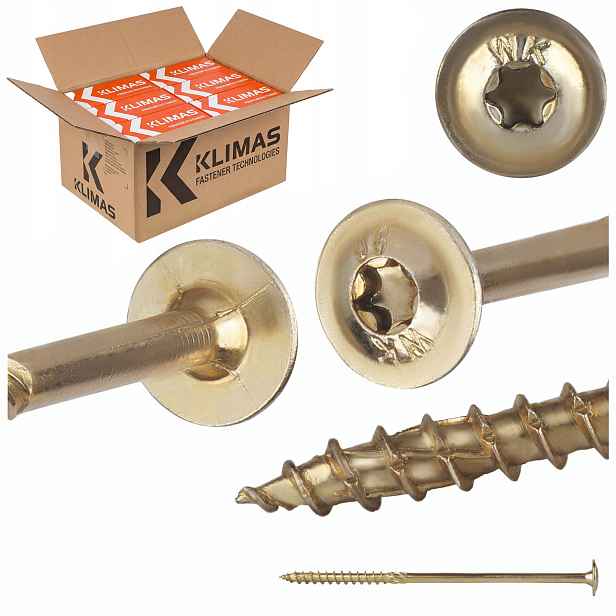Tesařské vruty Torx 10x220 mm 200 ks talířové na dřevo Klimas Wkcp