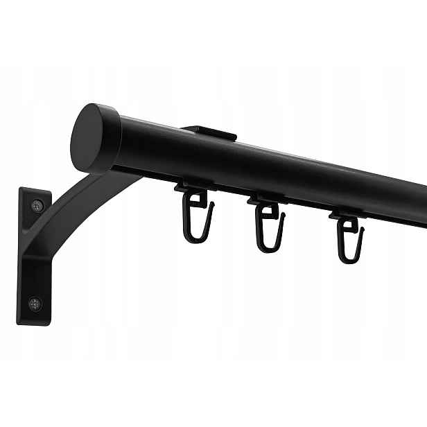 Garnýž Kolejnicový Apartmánový Alu 20 mm Černý 120 cm, sada špendlíků