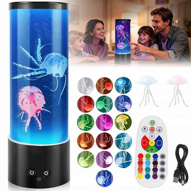 Led Rgb Medúzová Lampa S Dálkovým Ovládáním 17 Barev Noční Lampa Akvárium 4 Režimy