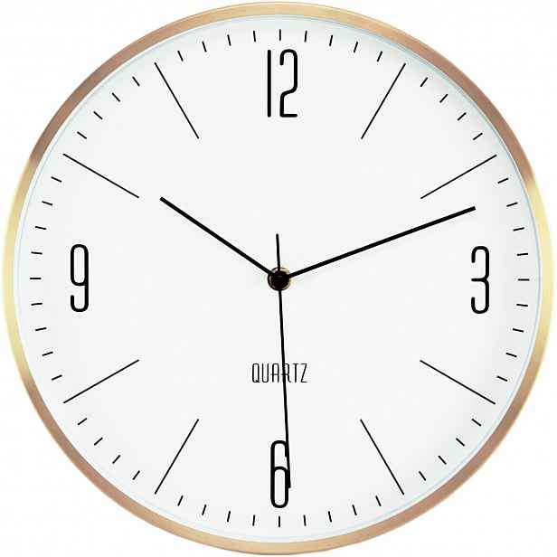 Nástěnné hodiny 30 cm, zlatý kov