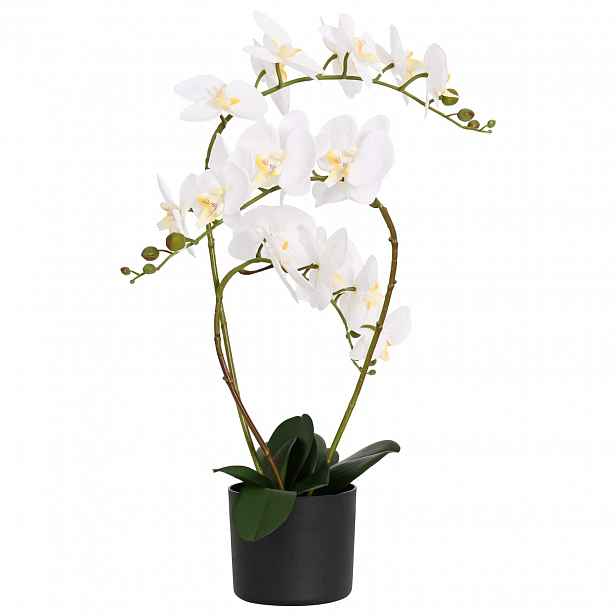 vidaXL Umělá orchidej v květináči Bílá 45 x 15 x 65 cm