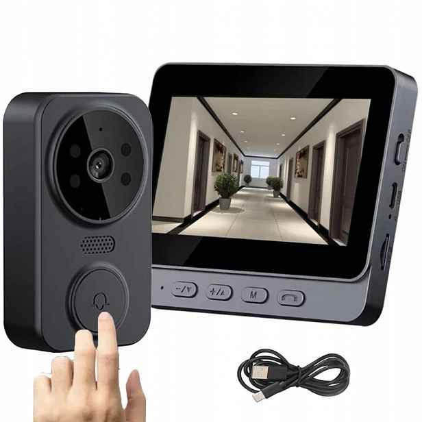 Videodomofon Domofon s kamerou 1080p Zvonek Vestavěná Baterie 4.3''