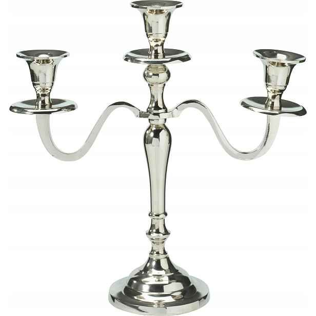Luxusní víceramenný svícen hladký 30 cm Stříbrná, H&l