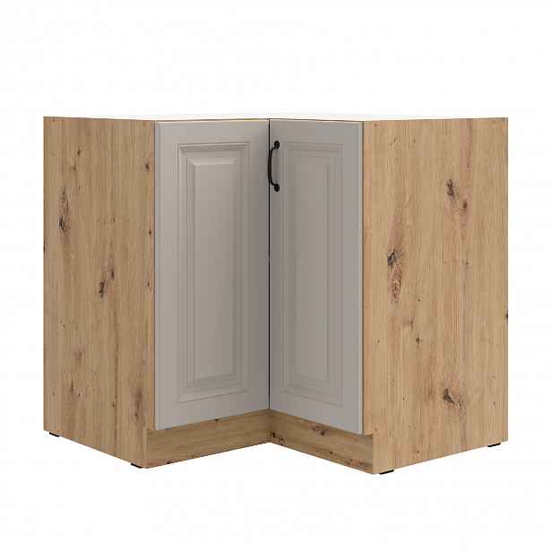 Spodní rohová skříňka Stilo 90x90 DN 2F BB Barva korpusu: Dub artisan, Barva dvířek: Clay Grey