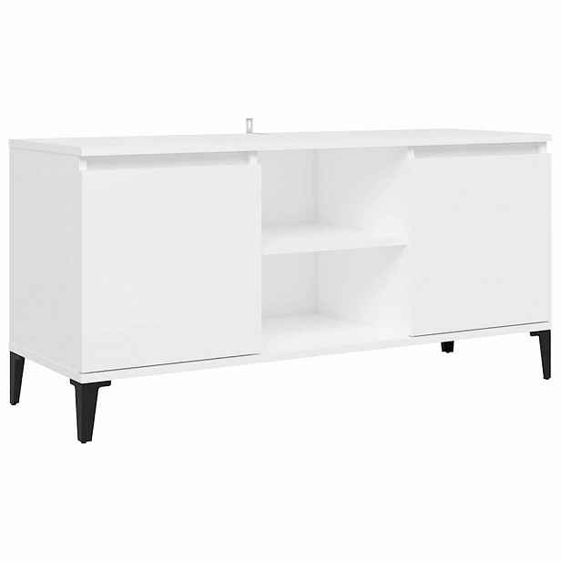 vidaXL TV stolek s kovovými nohami bílý 103,5 x 35 x 50 cm
