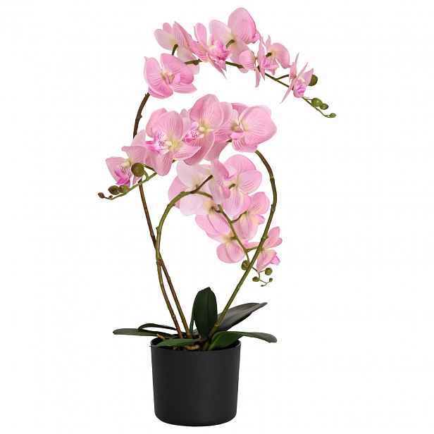 vidaXL Umělá orchidej v květináči Růžová 45 x 15 x 65 cm