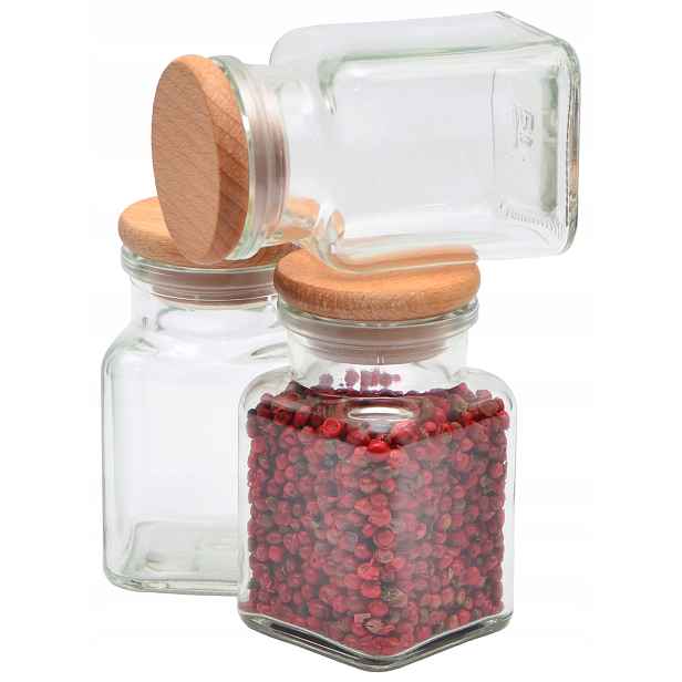 20 x Zavařovací Sklenice s Dřevěným korkem Na Koření 150 Ml sklenice na koření