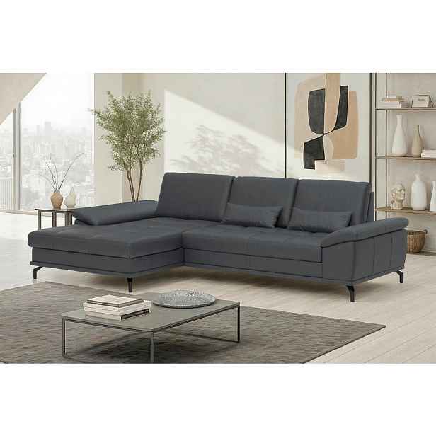 Sit & More ROHOVÁ SEDAČKA, textil, kůže, černá