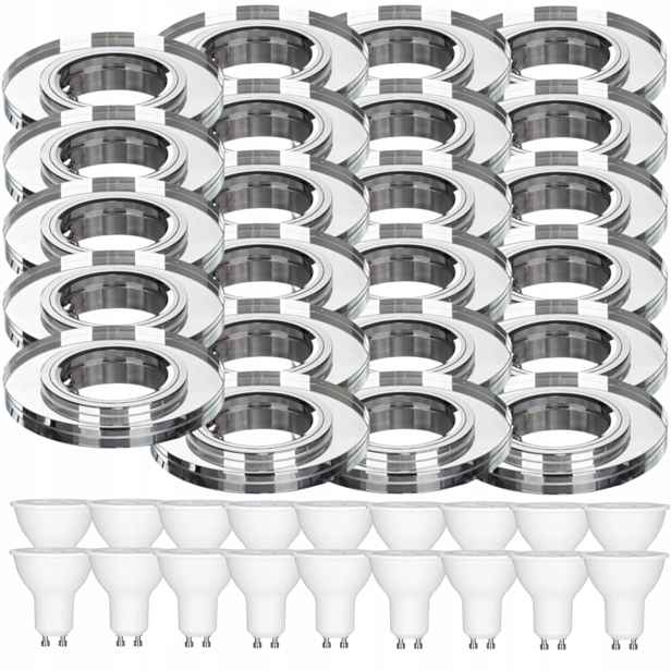 23 x Pevná Stropní Lampa Halogenová Objímka Sklo Led Žárovky 5W
