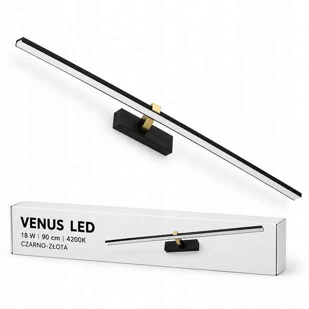 90 cm černo-zlatá Led lampa Venus 18W do obývacího pokoje nad komodu 4200K IP44
