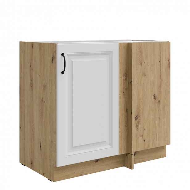 Spodní rohová skříňka Stilo 105 DN 1F Barva korpusu: Dub artisan, Barva dvířek: Bílá
