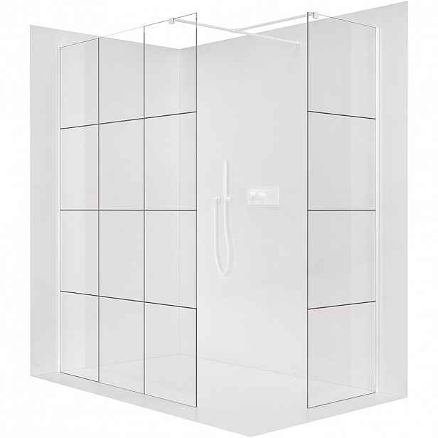 Sprchová zástěna Walk-in Onyx T L/P - 8 mm - hranatá vzpěra - bílá matná, industriální sklo - 110x110x200 cm