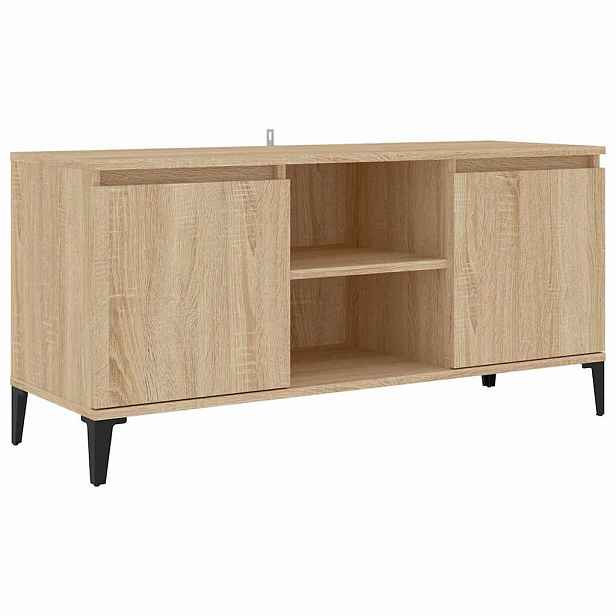 vidaXL TV stolek s kovovými nohami dub sonoma 103,5 x 35 x 50 cm