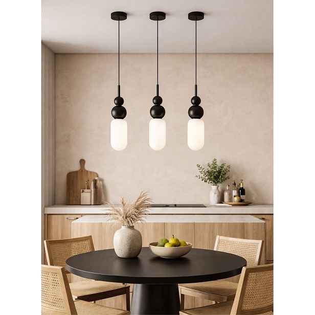 Závěsná lampa bílo-černá Nova Black P0641