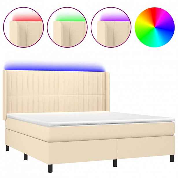 vidaXL LED box pružinová postel s čelo textil