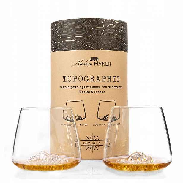 Sada 2 sklenic na whisky Mont Blanc & Everest Topographic