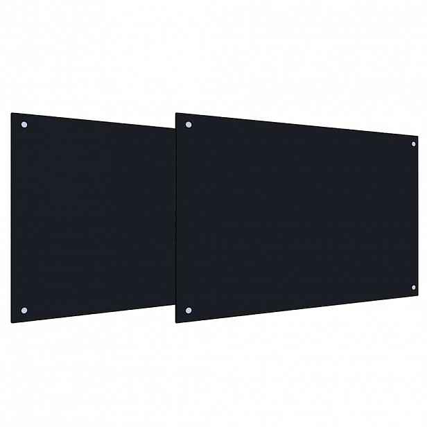 vidaXL Kuchyňský obklad 2 ks Černá 90 x 50 cm tvrzené sklo
