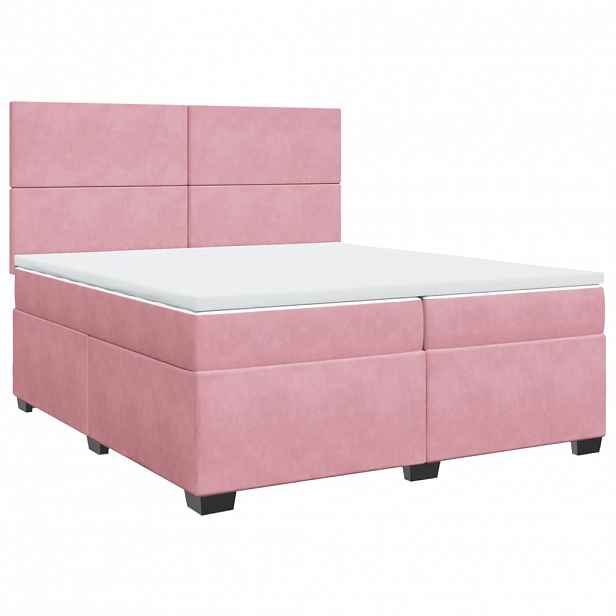 vidaXL Box spring postel s matrací růžová 200x200 cm samet