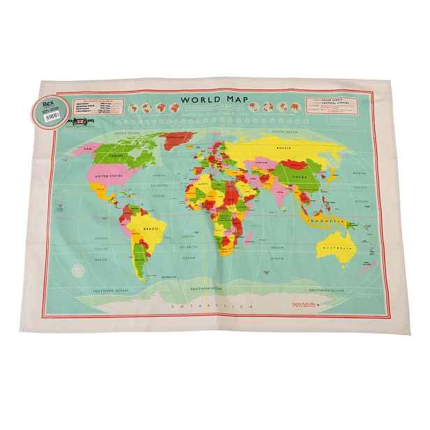 Bavlněná utěrka Rex London World Map, 50 x 70 cm