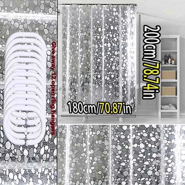 TEMU Nízky a luxusní! Sprchový závěs s texturou oblázků, zástěna do koupelny a sprchový závěs vytvářejí přirozenou atmosféru a jemné prostředí. Vaše