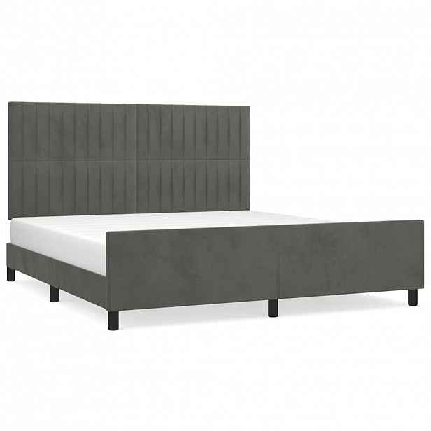vidaXL Rám postele s čelem tmavě šedý 180x200 cm samet