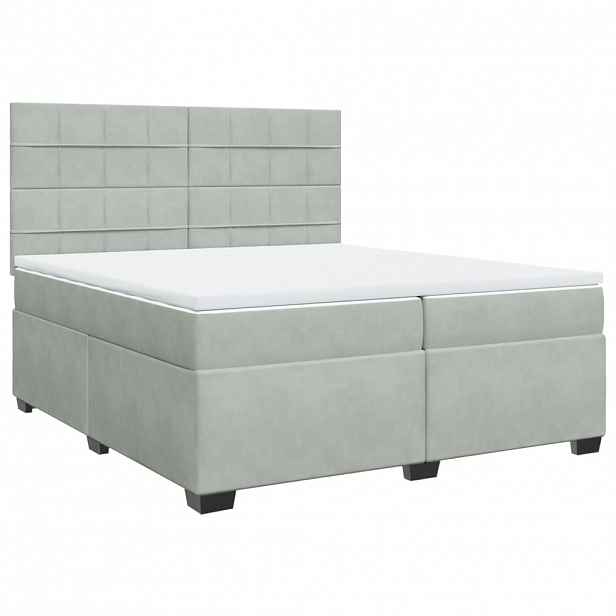 vidaXL Box spring postel s matrací světle šedá 200x200 cm samet