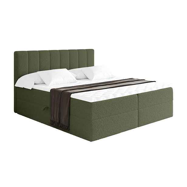 ALTDECOR KONTINENTÁLNÍ POSTEL s matrací H4 - OTTA - 200x200 cm Zelená