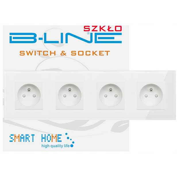 Elektrická Zásuvka Čtyřnásobné Sklo S Kolíkem Skleněná Zásuvka X4 B-line